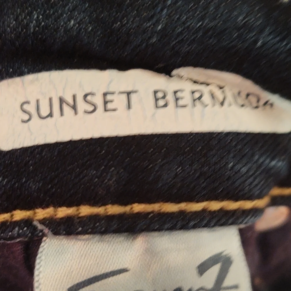 Seven7 Sunset Bermuda Long Length Dark Wash Denim Shorts Sz 14